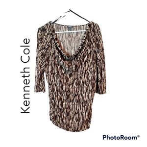 Kenneth COLE 3/4 Straight Sleeve Rauched Side Business Casual Tunic Top …